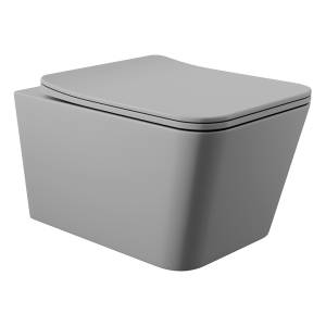 Унитаз подвесной Aqueduto Macio MAC0130 безободковый, сиденье микролифт, серый матовый