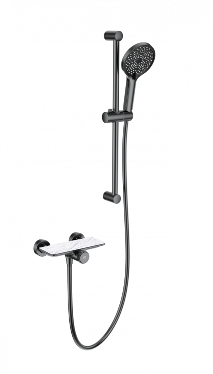 Смеситель для душа Wonzon & Woghand WW-B2052-A-BGG с гарнитуром, темный графит