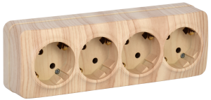 Розетка 4-местная с заземлением IEK Glory ERH41-K34-16 сосна