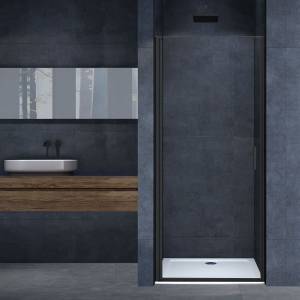 Душевая дверь в нишу Vincea Alpha VDP-3AL800CLB 800x1950, профиль черный, стекло прозрачное