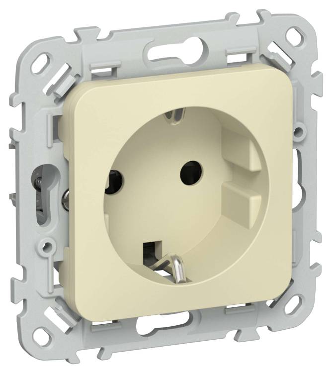 Розетка 1-местная с заземлением и шторками IEK Flite FI-R14-16-1-K87 навахо