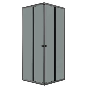Душевой уголок Niagara Eco NG-1008-14QT профиль черный матовый, стекло тонированное, 80x80x190