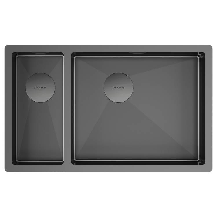 Мойка кухонная Paulmark Next 69/2S Uni PM226944-GMR Вороненая Сталь, 69x44