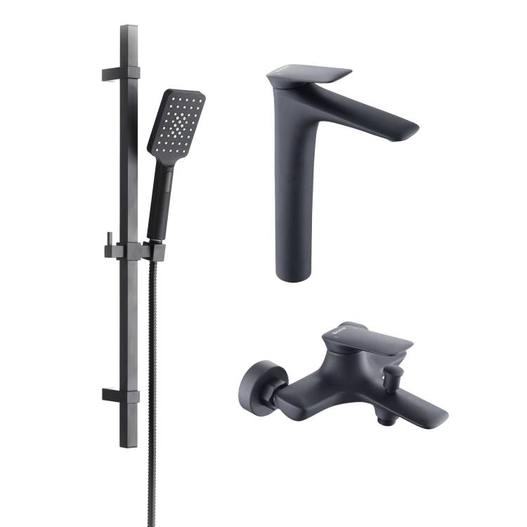 Душевой комплект BOND Куб B03-5788 3x1, черный матовый