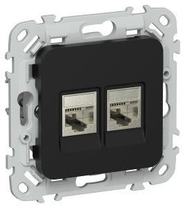 Розетка телефонная RJ11+Ethernet RJ45 IEK Flite FI-KT21-1-K02 черный