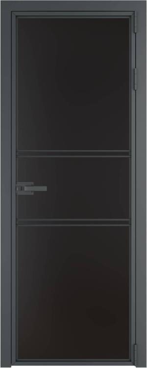 Межкомнатная дверь Profil Doors 2 AX цвет профиля Серая ночь, стекло безопасное 6 мм монохром черный 700x2000