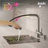 Смеситель для кухни Iddis Umbra UMBBNPFi05 с выдвижным изливом и каналом для фильтра, сталь матовая (сатин) фото 4