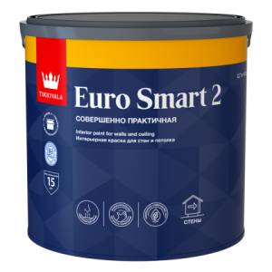 Краска интерьерная Tikkivala Euro Smart 2 глубокоматовая база A 2.7 л