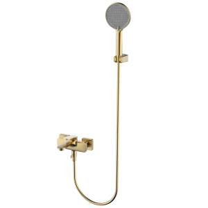 Смеситель для ванны AQUAme Imola AQM6712BG с душевым набором, золото шлифованное