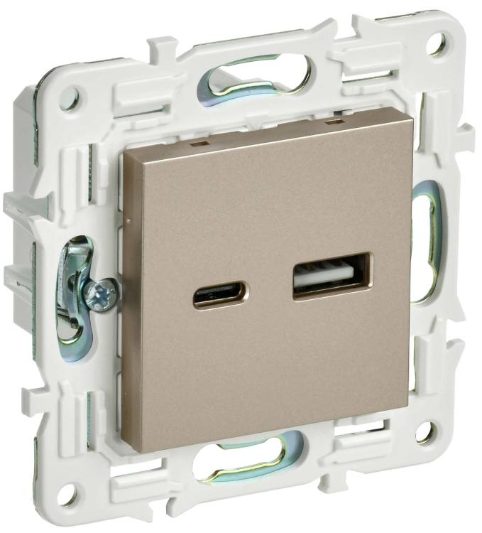 Розетка USB type A+C IEK Skandy SK-U22-D31-K37 шампань