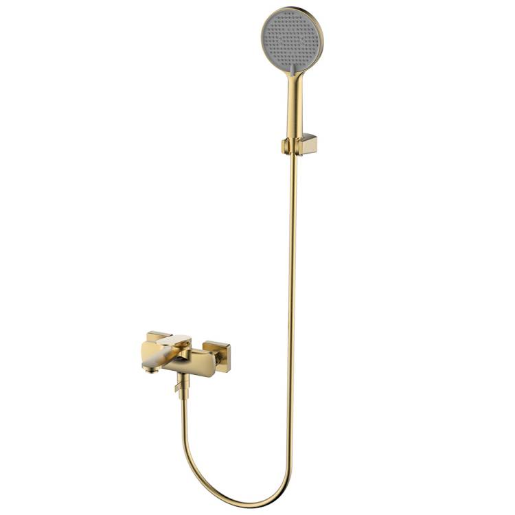 Смеситель для ванны AQUAme Imola AQM6712BG с душевым набором, золото шлифованное