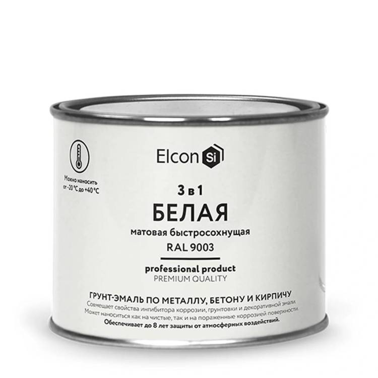 Грунт-эмаль по ржавчине 3 в 1 Elcon матовая белая 0.4 кг