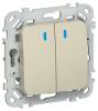 Выключатель 2-клавишный проходной IEK Flite FI-V22-1-10-1-K37 шампань