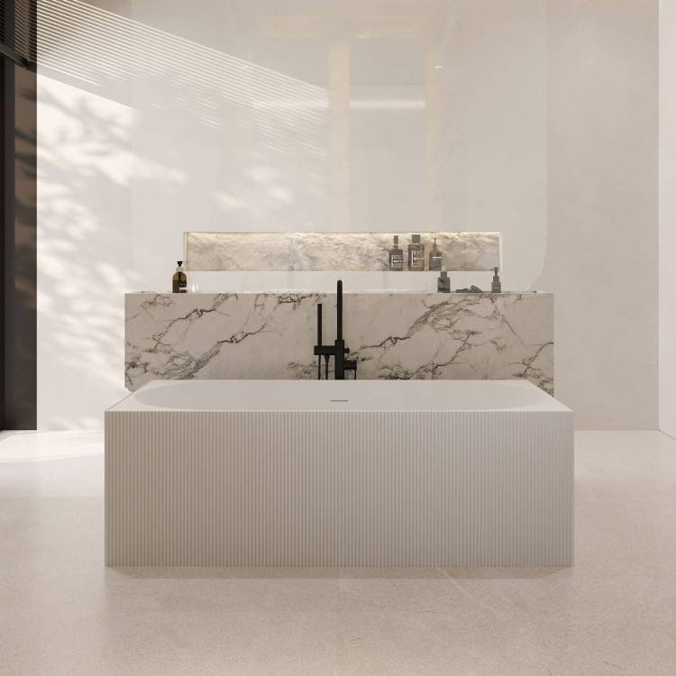 Ванна из искусственного камня Abber Stein AS9603 170x75 белая матовая