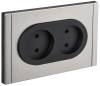 Розетка 2-местная с защитными шторками IEK Forte&Piano FP-R23-10-1-M-K50 никель
