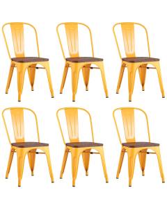 Набор из 6 стульев Stool Group Tolix YD-H440B-W LG-06 X6 желтый глянцевый, темное дерево