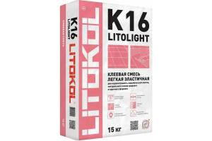 Клей Litokol Litolight K16 облегченный эластичный для керамической плитки, керамогранита и камня до 240х240 серый 15 кг