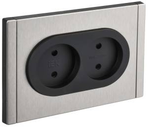 Розетка 2-местная с защитными шторками IEK Forte&Piano FP-R23-10-1-M-K50 никель