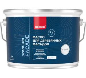 Масло для деревянных фасадов Neomid Facade шелковисто-матовое белое 2 л