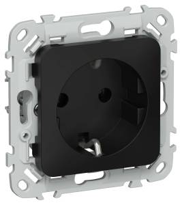 Розетка 1-местная с заземлением IEK Flite FI-R11-16-1-K02 черный