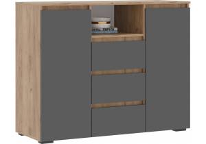 Комод Woodville Элла КМ 01 586664 серый графит 0162/дуб крафт золото