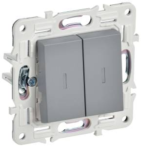 Выключатель 2-клавишный IEK Skandy SK-V20-1-10-K03 серый