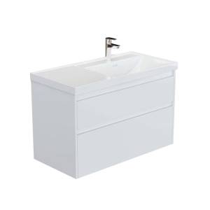 Тумба с раковиной Aquanet Nova Lite 2.0 100 R 365912 Белый глянец