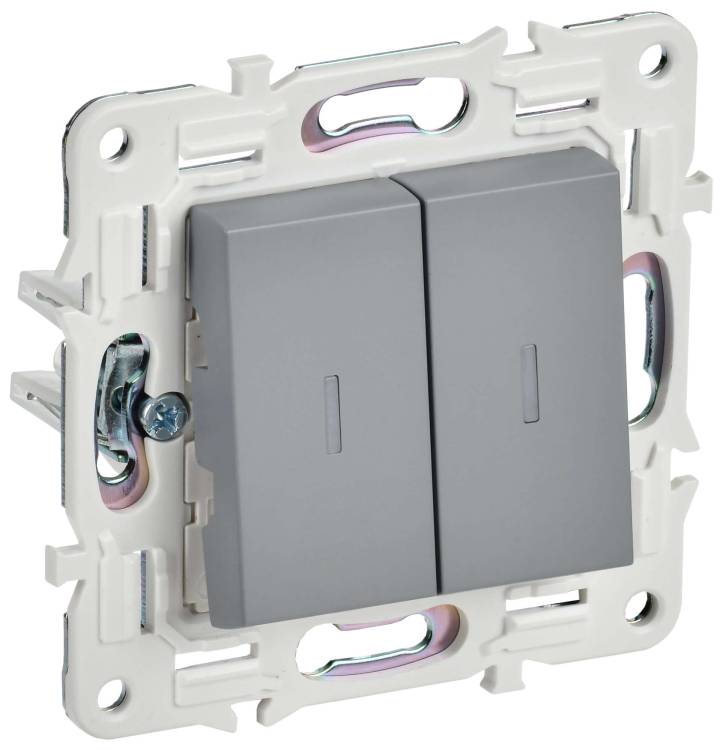 Выключатель 2-клавишный IEK Skandy SK-V20-1-10-K03 серый