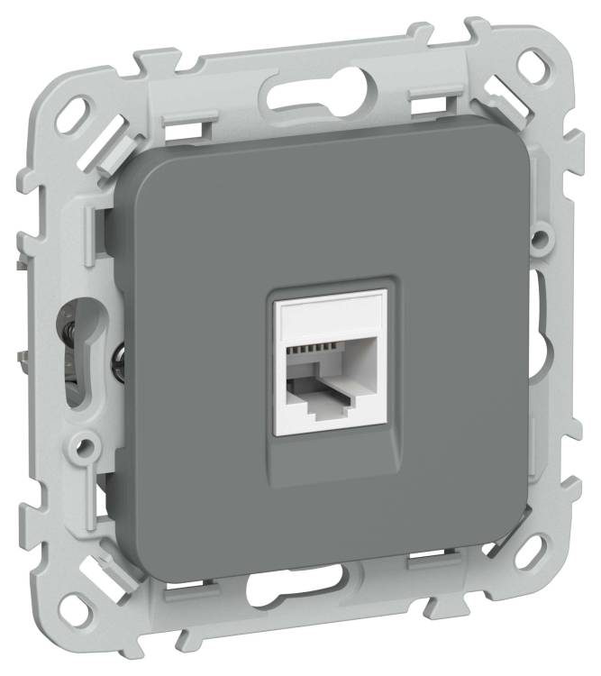 Розетка компьютерная RJ45 IEK Flite FI-K12-2-K80 мокрый асфальт