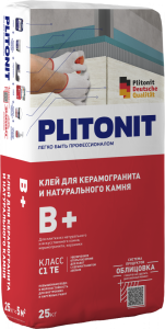 Клей для плитки и керамогранита Plitonit B+ серый 25 кг