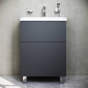 Тумба с раковиной AM.PM Gem 60 графит матовый, напольная, с 2 ящиками