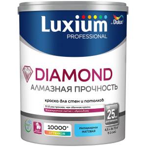 Краска для стен и потолков водно-дисперсионная Luxium Diamond Matt матовая база BW 9 л