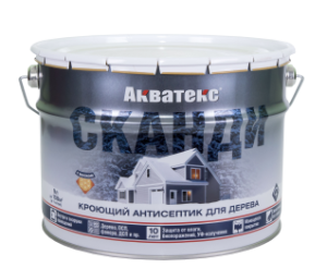 Антисептик для древесины кроющий акриловый Акватекс Сканди полуматовый графит 9 л