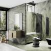Шторка на ванну MaybahGlass MGV-140-6у стекло графит, профиль черный, 1400x540 фото 2