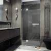 Душевая дверь в нишу MaybahGlass MGD-499-4 с добором на петлях, стекло графит, профиль хром глянцевый, 1950x1200