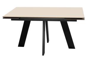 Стол Дик DikLine SKM140 00-00076431 krater perla, подстолье черное, опоры черные 140(200)x80x77
