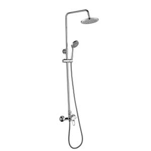 Смеситель для душа Decoroom DR21 DR21070 с регулируемой высотой штанги и верхней душевой лейкой "Тропический дождь" Хром