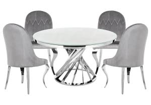 Обеденная группа Woodville Аган 599485 gray, white, стулья велюр