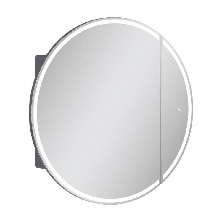 Зеркало-шкаф Equil Smile szSMILE.8600 с подсветкой и розеткой, графит софт, 80x80