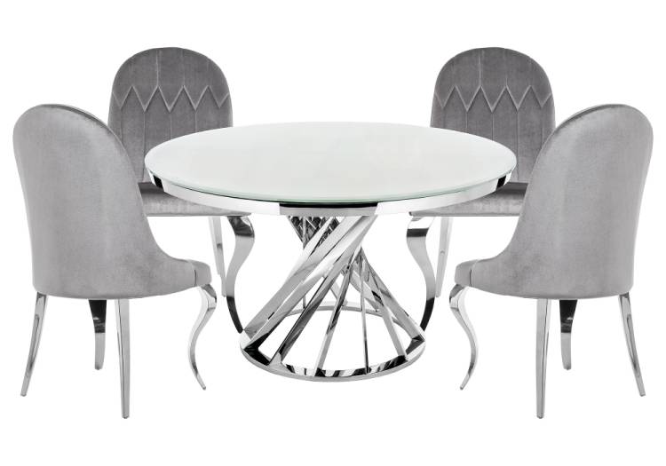 Обеденная группа Woodville Аган 599485 gray, white, стулья велюр