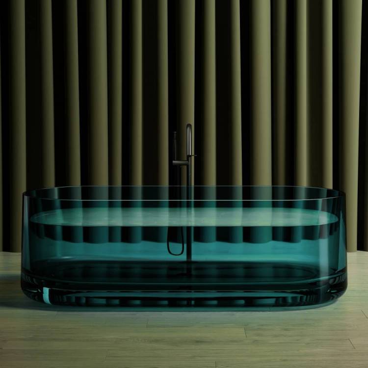 Прозрачная ванна Abber Kristall AT9708Aquamarin 170x75 бирюзовая