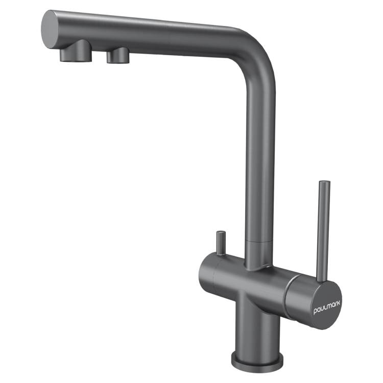 Смеситель для кухни Paulmark Serpentine Se213222-MG с выдвижным изливом, матовый серый