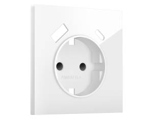 Лицевая панель для электрической розетки с заземлением со шторками 2USB A+C Ambrella Volt Sigma SP1100 белый глянец