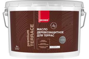 Масло деревозащитное для террас Neomid Terrace шелковисто-матовое графитовое 9 л
