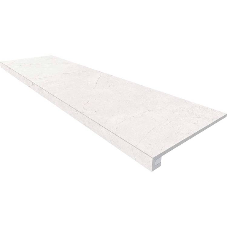 Ступень Estima Nolana 70748 Set/Steptrade/NL00_NS/33x120/Riser/NL00_NS/14,5x120 White неполированная с бортиком 33x120 + Подступенок 14.5x120