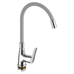 Смеситель для кухни Voda Spring SG519G с гибким изливом, хром, серый