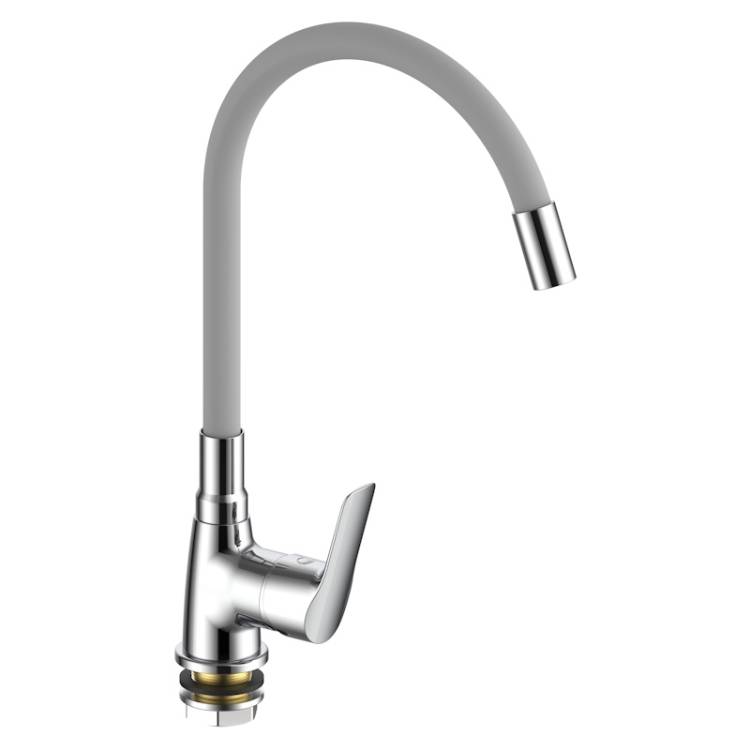 Смеситель для кухни Voda Spring SG519G с гибким изливом, хром, серый