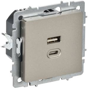 Розетка USB type A+C IEK Brite BR-U22-045-K37 шампань