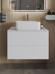 Тумба с раковиной Orange Отто Ot-75TuMDF+B02-460W белая глянцевая, 75 см