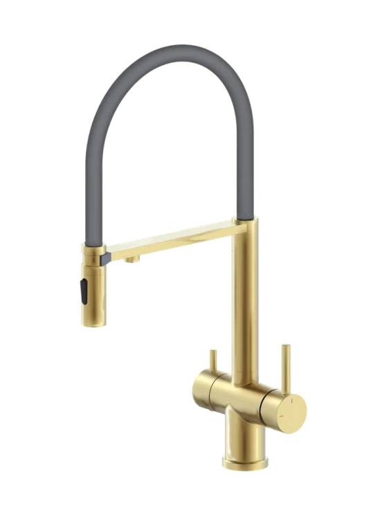 Смеситель для кухни AltroBagno Флуссо (Flusso) 050205 Gl с гибким изливом, золото
